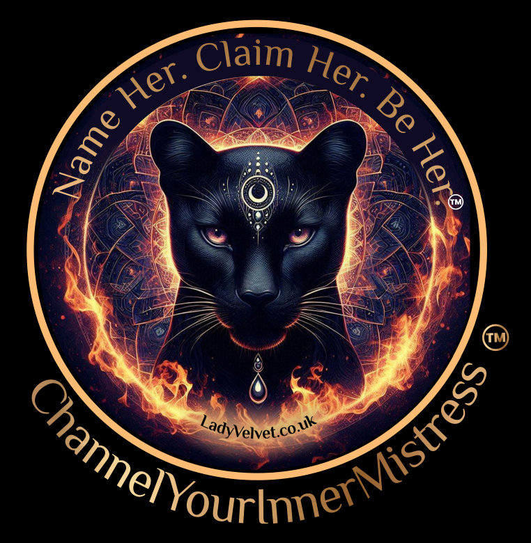 channel Your Inner Mistress logo with black panther Nehfiah and fire design